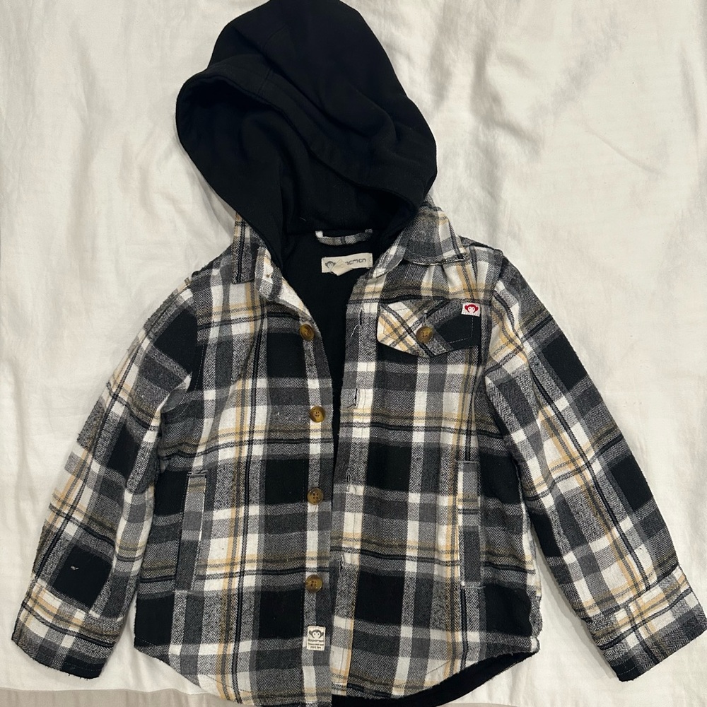 Appaman Kid’s Fleece-Lined Flannel Shirt, Hooded Plaid